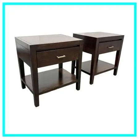 Crate & Barrel Dawson Wood Nightstands, Pair