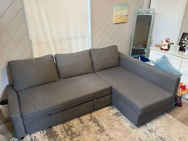 Ikea Grey Sleeper Sectional Sofa with Storage