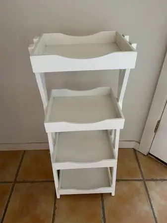 White Shelving Unit Organizer Wooden with 4 Trays