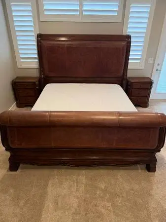 King Leather Sleigh Bed