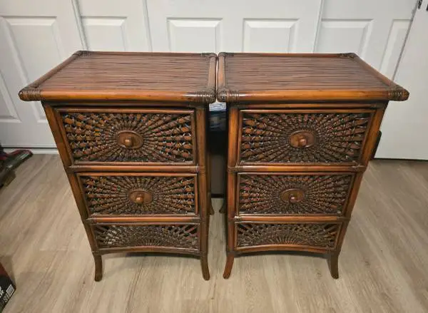 Beautiful Rattan Tommy Bahama Style Nightstands