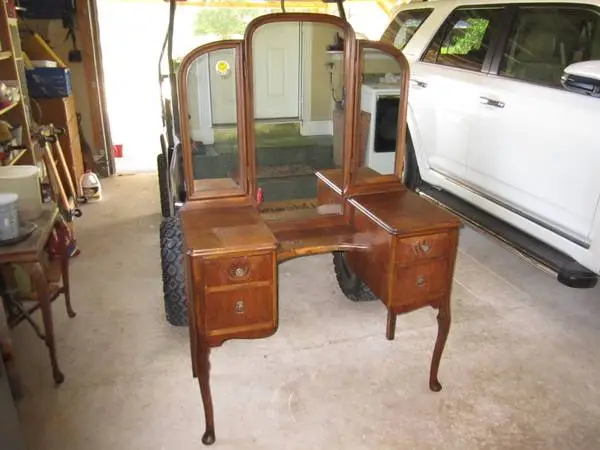OLD DRESSING TABLE with FOLDING MIRRORS