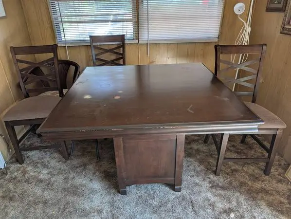 LARGE DINING TABLE W/3 CHAIRS