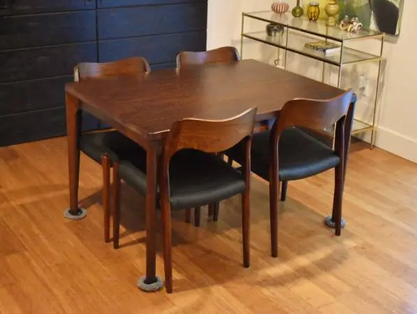 Restored Brazilian Rosewood expandable rectangular dining table