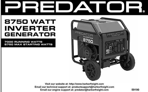 Harbor Freight predator generator inverter 8750 WATT