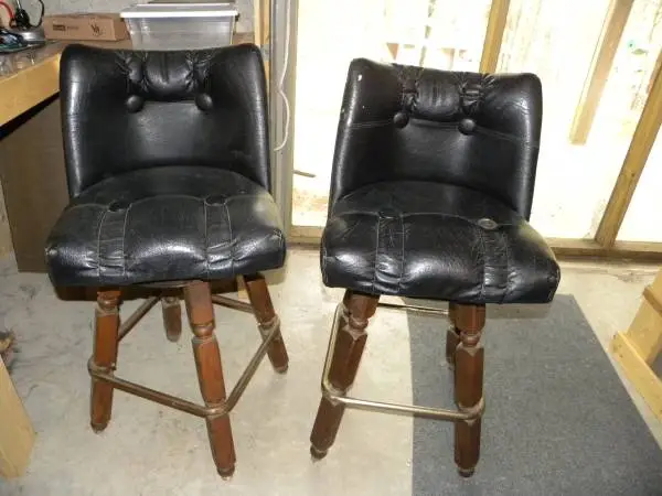 TWO SWIVEL barstools. OLD