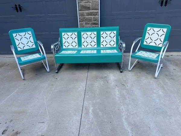 Fabulous ALL ORIGINAL Bunting Co Glider And Spring Chairs