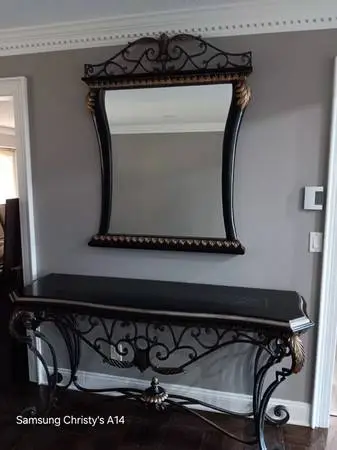 Entryway,Buffet,Accent Table (tall and wide) Wood & Metal plus Mirror