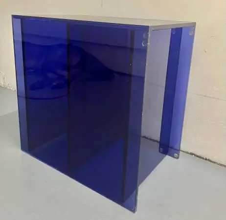 Modern Glass Side Table Nightstand by Kartell in Blue