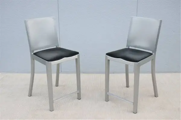 Industrial Emeco Hudson by Starck Aluminum Counter Height Stools Pair