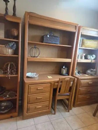 Stanley Lighted Bookshelf Desk & Chair