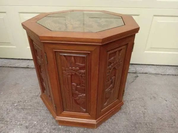 Carved wood cabinet / end table or side table cabinet