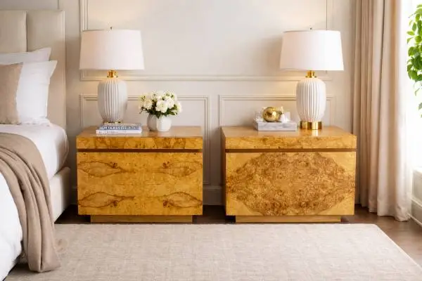 Rare Olive Burl Nightstands by Roland Carter for Lane