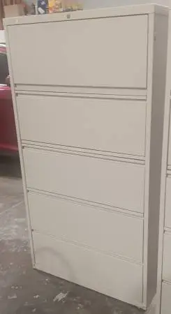 5-Drawer,Lateral File Cabinet,Putty,Hanger Rails,Lock-Key,SortingShelf
