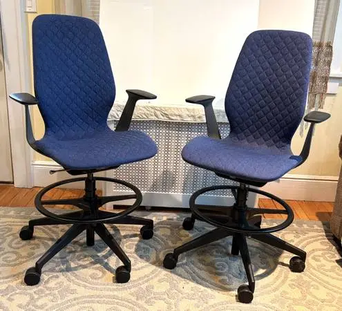 Pair Steelcase SILQ Conference Chairs USA Collaborative Seating Blue