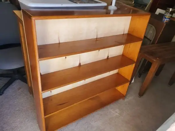 Wide solid wood bookshelf