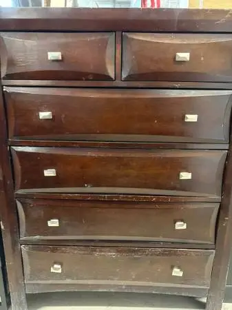 Dark Wood 6-Drawer Tall Boy Dresser