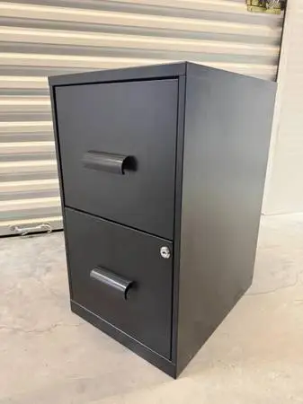 Compact Black 2-Drawer Metal Vertical Filing Cabinet (14 x 18 x 24)