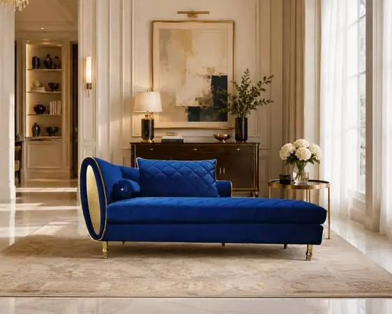 Gorgeous Royal Blue Velvet Chaise Lounge - Brand New - Must See!