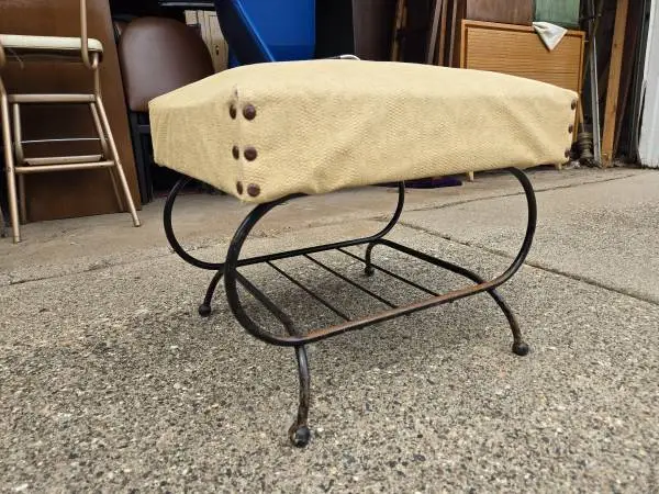 Mid Century Modern Atomic Ranch Footstool