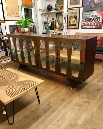 Mirrored Front Credenza Sideboard Console 82-1/2 Wide