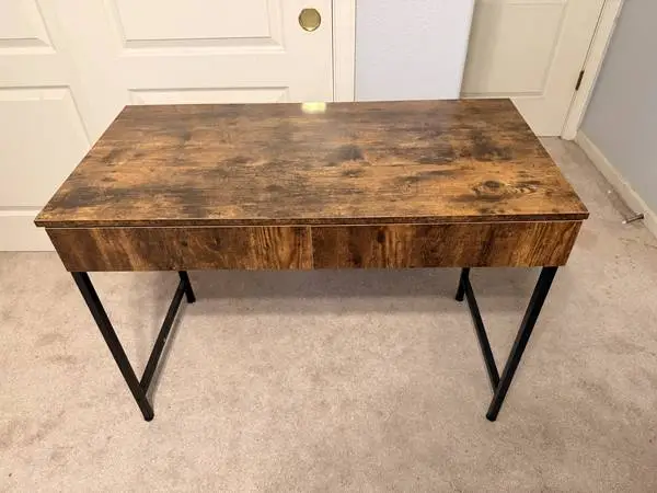 Brown rustic faux wood laminate computer office desk