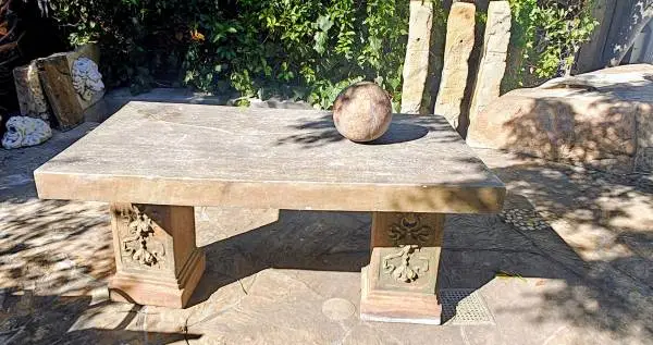 Beautiful + Unique Large Stone Table + Stone Pedestals