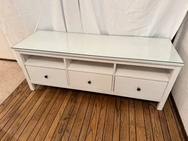 Ikea Hemnes Solid Pinewood TV Unit - White Stain