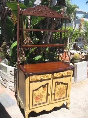 Plantation French Country Hand Painted Buffet Sideboard-w/Wine Rack