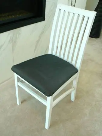 Wood Chair, White, Solid Birch, New Black Fabric Seat. PRICE REDUCED!