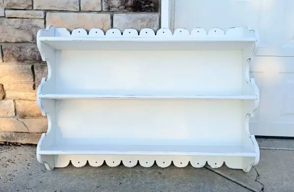Vintage XL White Wood Wall Shelf