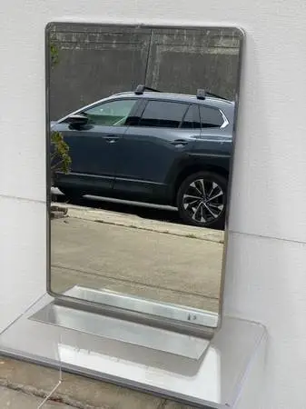 Stainless Steel Wall Mirror w/ Shelf