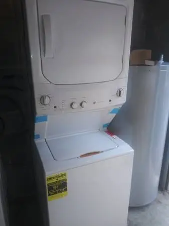 GE  Electric Stacked Laundry Center with 3.8-cu ft Washer and Dryer