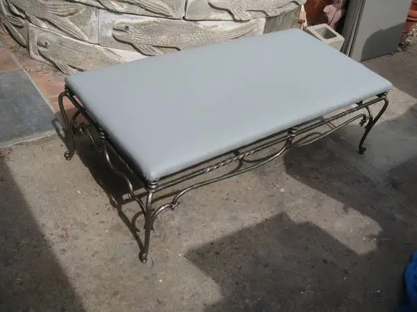 Like New-Bench- Ornate Wrought Iron Upholstered Bench