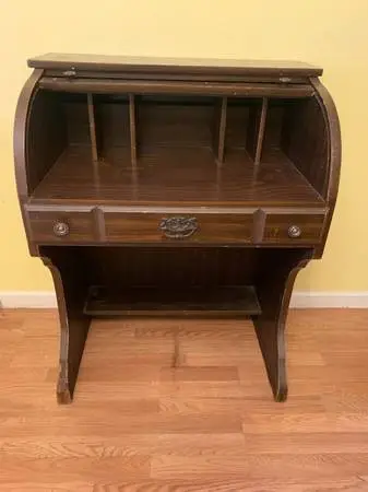 Vintage Dark Brown Roll-top Desk