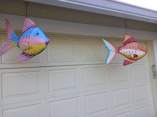 LARGE METAL FULL BODY HANGING FISH FOR OUTDOOR OR INDOORS EACH $75