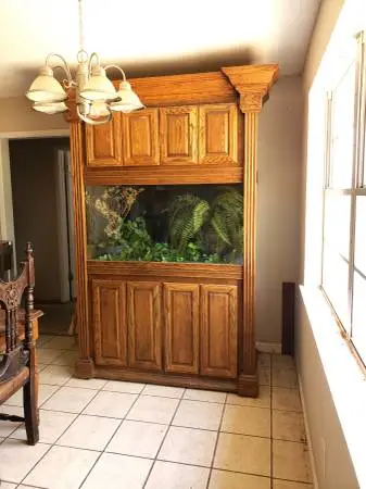 Custom Oak / Glass Cabinet Designed for Aquarium