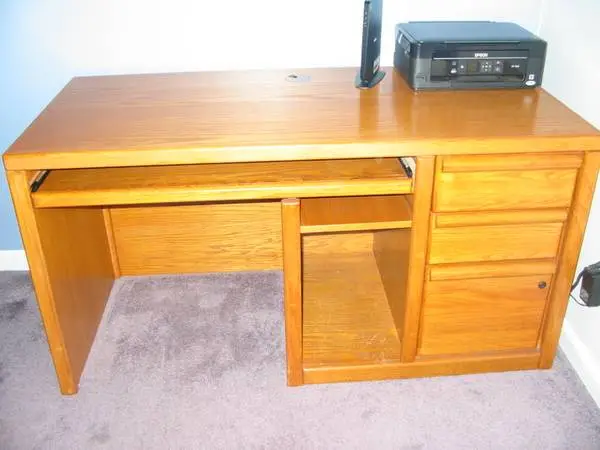 Solid oak computer desk