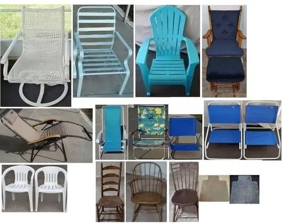 Chairs: patio; beach; rocking; antique; mats