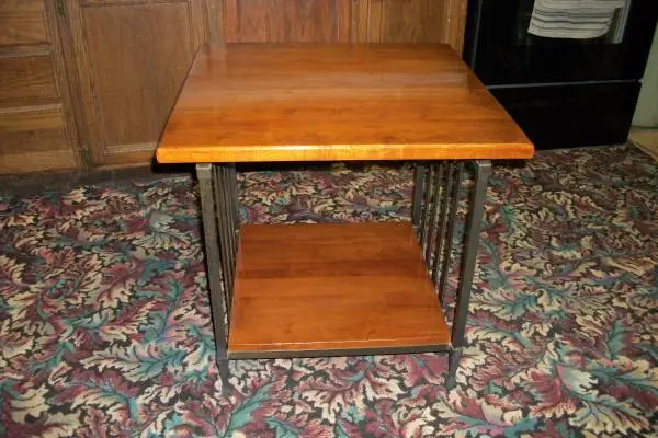 Wrought Iron End Table Nightstand Night Stand, REAL WOOD, VERY Sturdy!