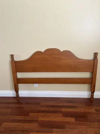 Vintage Full Size Headboard with Rail, Mattress and Box Spring