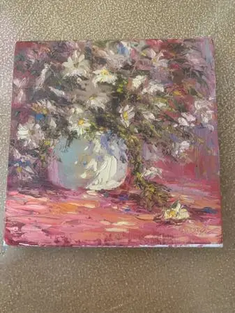 MCM Small Floral Original Painting Oil On Canvas