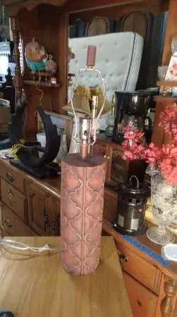 Repurposed Vintage English Wallpaper Ink Roller Lamp