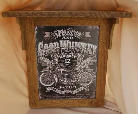 Old Bikes & Good Whiskey Sign in Barn Wood