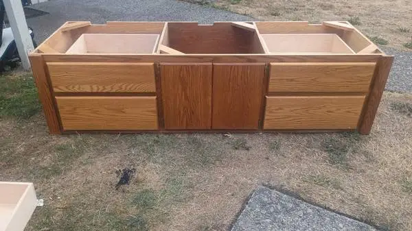 California king size bed and oak wood frame with drawers