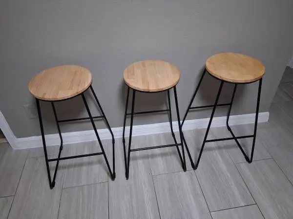 3 Oak top Bar Stools