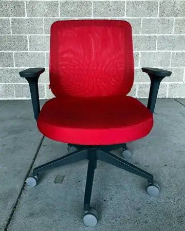 Like-New POPPIN Max Task Mid Back Chair (Red/Black)