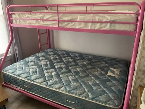 Steel Twin bed brand new never used with mattress(2)