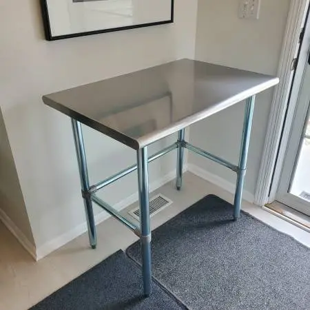 Stainless Steel Open Base Work Table, Bar, Island or Tall Desk.