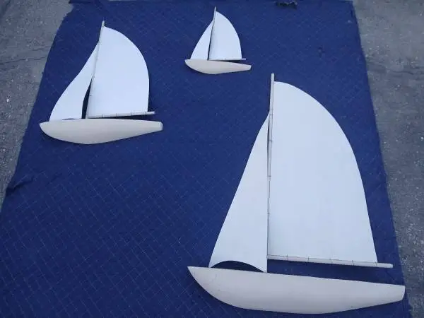 LARGE THREE SAILBOAT WALL ART